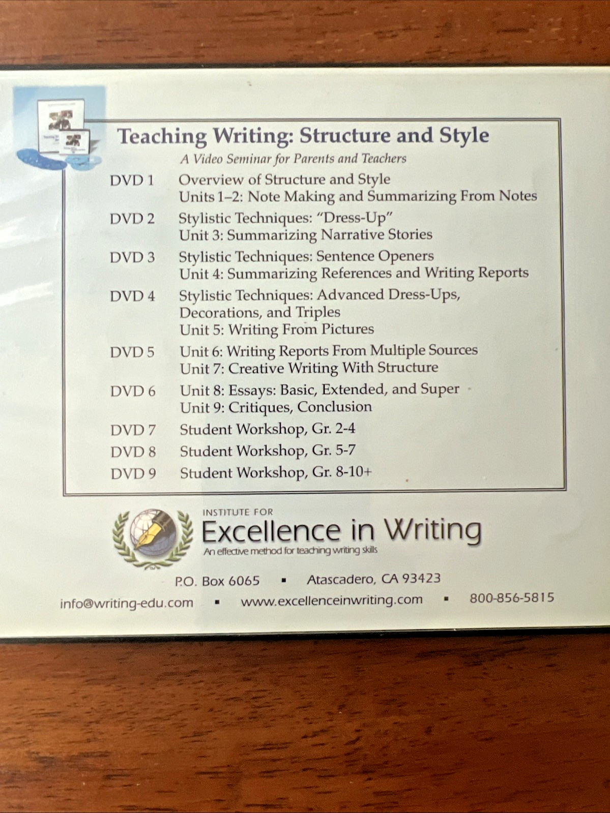 IEW-Teaching Writing: Structure and Style Workbook Binder /DVD Set + Am. History
