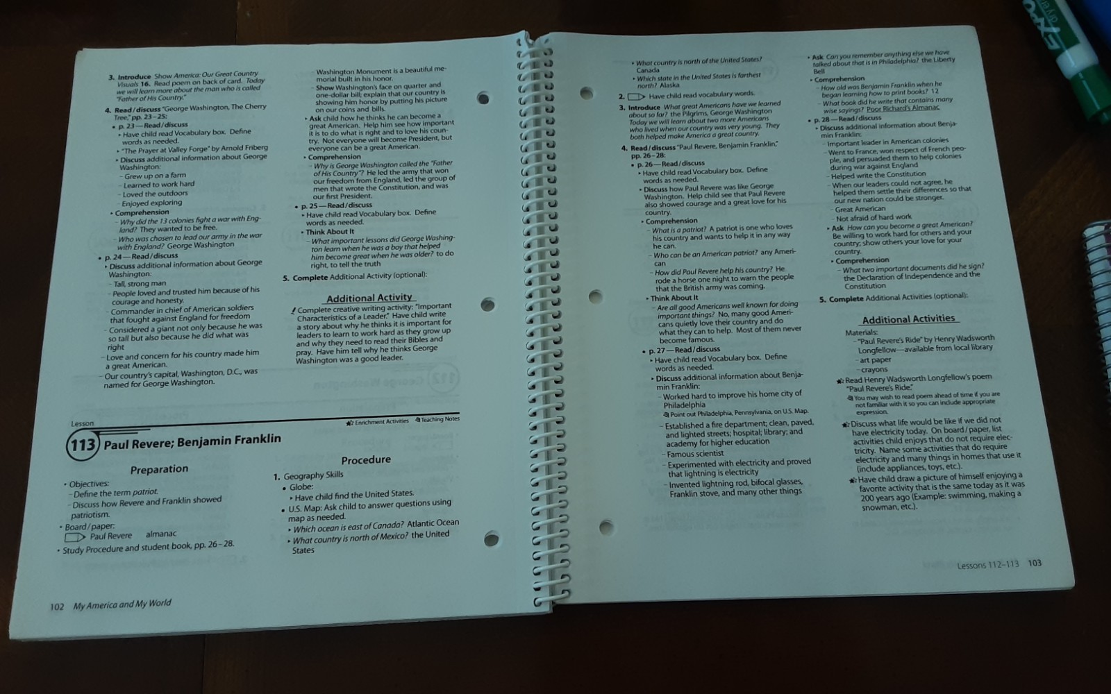 Abeka Homeschool History, Science, Health 1 Curriculum Lesson Plans