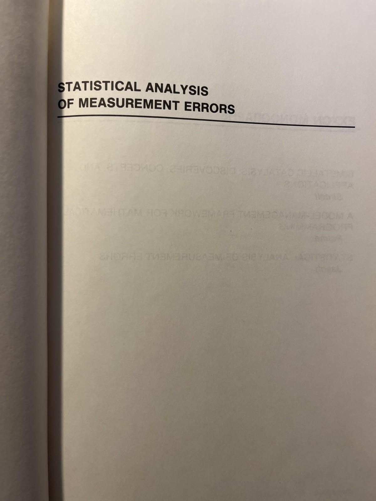 Statistical Analysis of Measurement Errors (Exxon Monographs Series)
