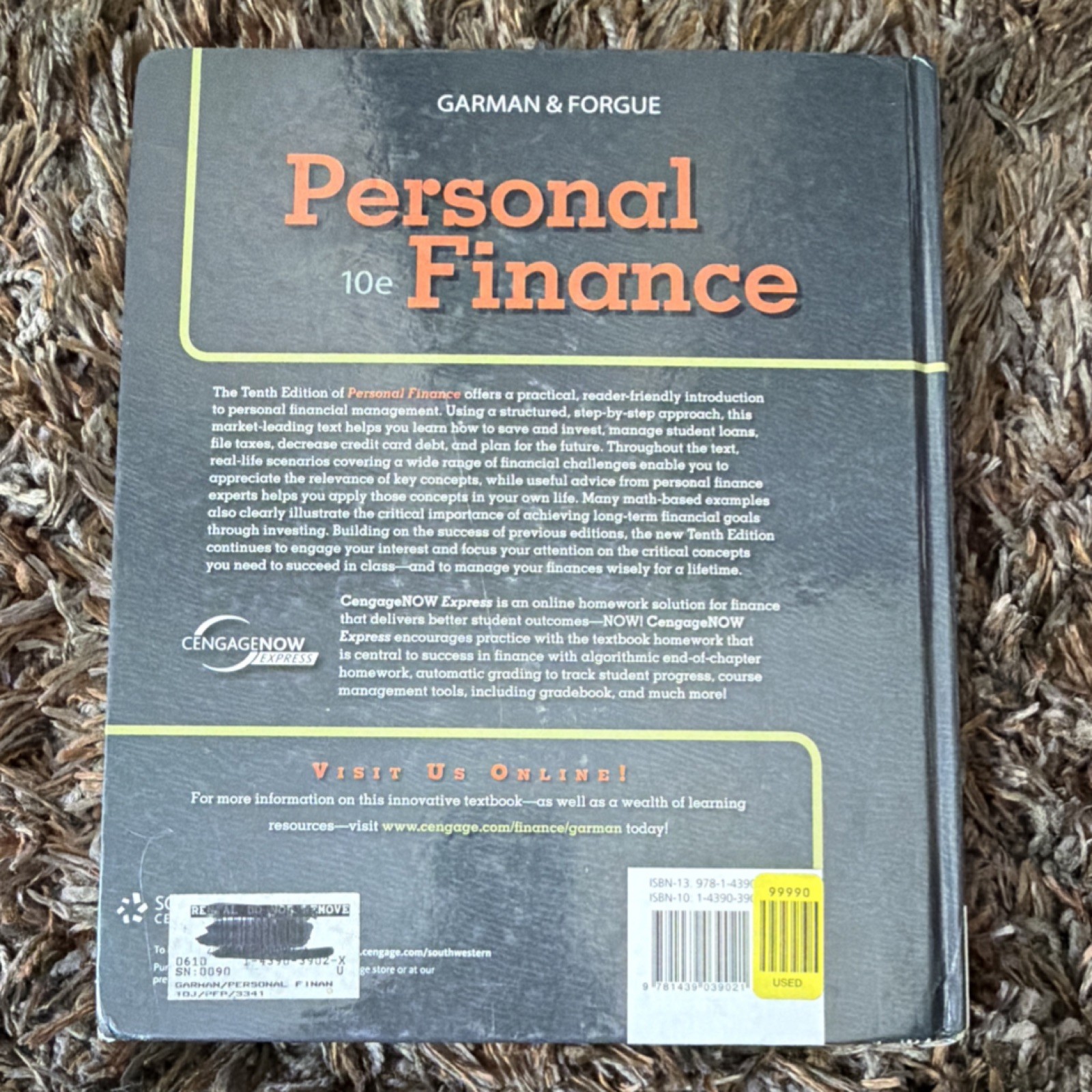 Personal Finance 10th Edition Hardcover Garman Forgue South-Western Cengage