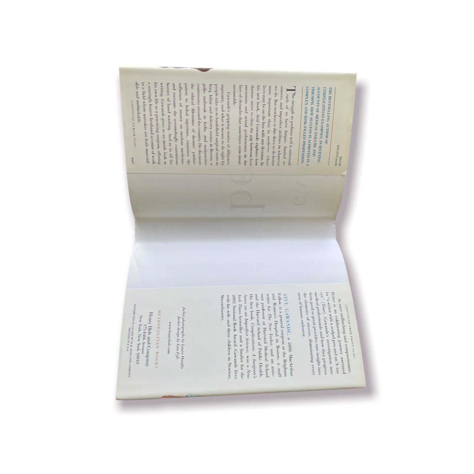 Better : A Surgeon’s Notes on Performance by Atul Gawande (2007, Hardcover)