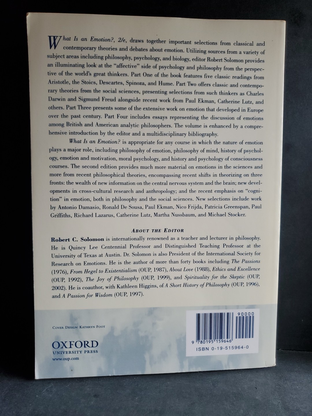 What Is an Emotion Classic & Contemporary Readings 2nd Ed Robert C Solomon OUP