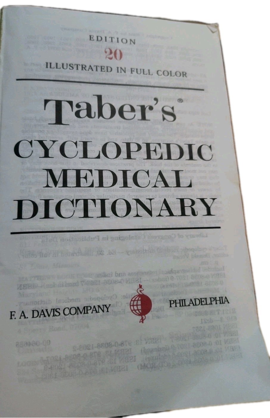 Taber’s Cyclopedic Medical Dictionary By F.A. Davis Company (20th Edition)