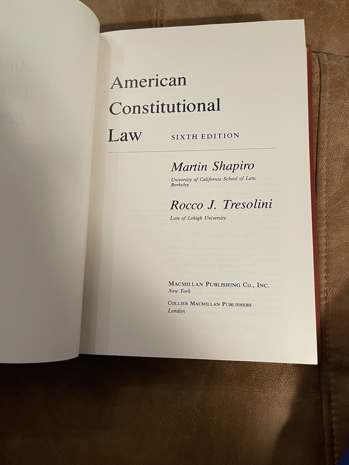 American Constitutional Law 1983 Sixth Edition Martin Shapiro Rocco J Tresolini